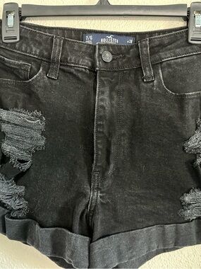 Hollister Black Ultra High-Rise Distressed Denim Shorts